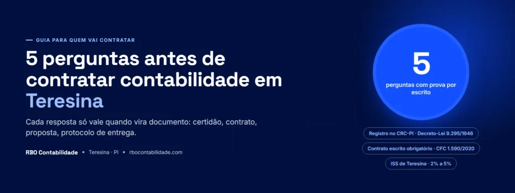 Capa do guia com as 5 perguntas para fazer antes de contratar um escritório de contabilidade em Teresina