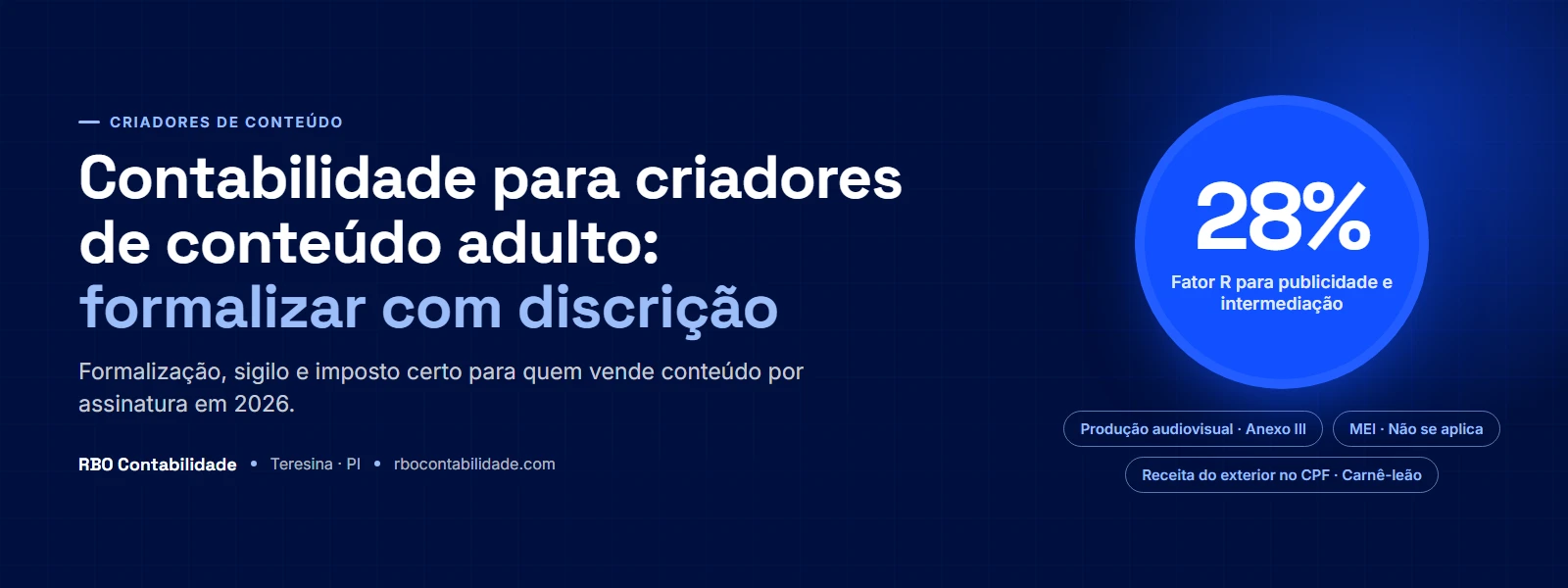 Capa do guia de contabilidade para criadores de conteúdo adulto da RBO Contabilidade
