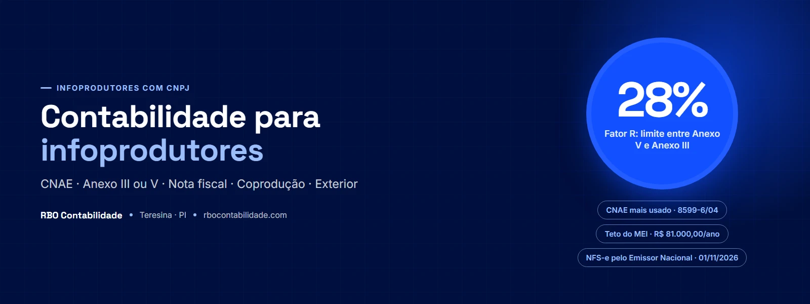 Contabilidade para infoprodutores: curso online, nota fiscal e Simples Nacional organizados pela RBO Contabilidade